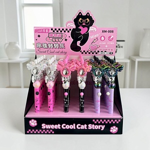 Набор ручек "Sweet Cool Cat Story" №008 (синий) в шоу-боксе, 36шт