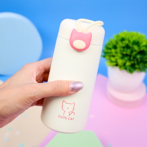 Термос "Cute Cat" белый, 270мл оптом