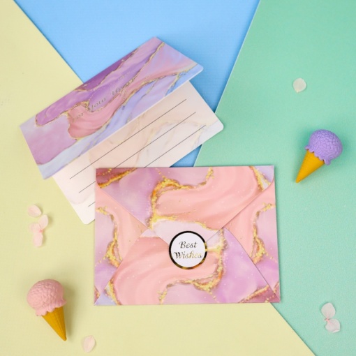 Открытка с конвертом "Pink marble"